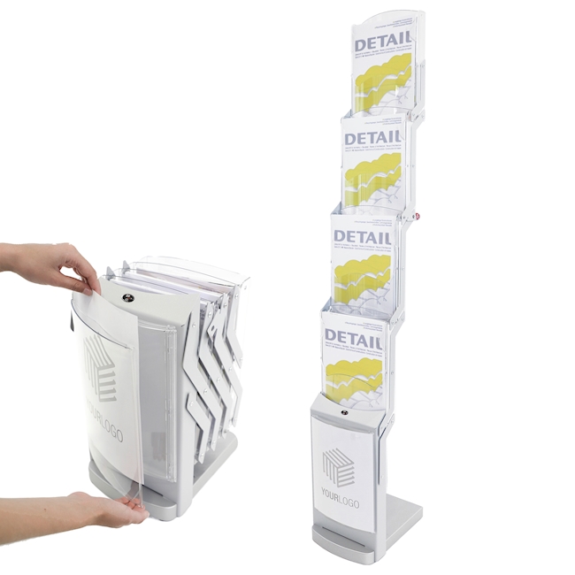 Realzip portable brochure stand 4x A4 high